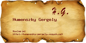 Humenszky Gergely névjegykártya